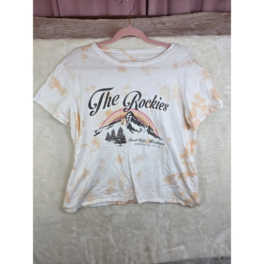 Grayson Threads The Rockies Montana Graphic Tee XL Orange White Tie Dye Cotton